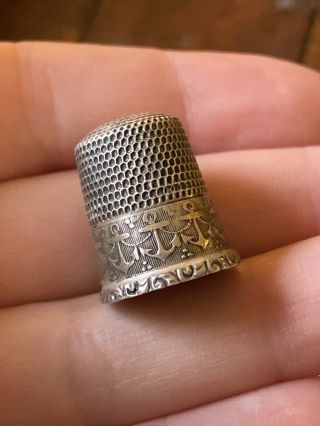 Antique Sterling Silver Anchors Thimble By Waite,  Thresher Co.  Circa 1890s
