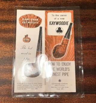 1940’s Rare Kaywoodie Kb&b Drinkless Pipe Fold Out Pamphlet And Shape Chart Usa