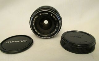 Rare Olympus M - System G.  Zuiko Auto - W 28mm F/3.  5 Mf Lens W/ Caps Exc Cond