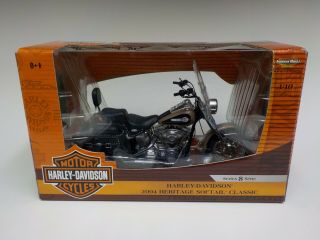 2004 Harley - Davidson Motorcycle Heritage Softail Classic 1:10 Rare Diecast Ertl