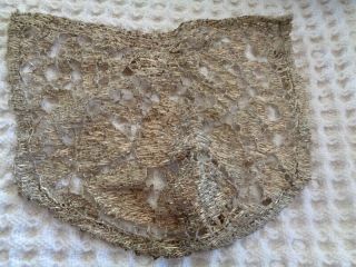 Rare Circa 19th Century Or Older Handmade Heavy Metallic Lace Fragment