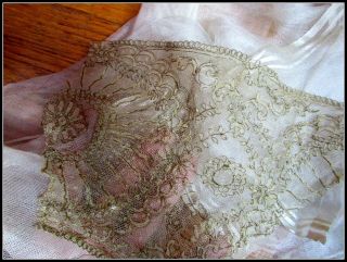 Delicate Hdmd Antique French Authentic Gold Metal Lace Trim Frg Last