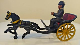 Antique Vintage Cast Iron Doctor ' s Horse Drawn Cart w/Driver 3