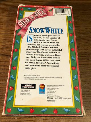 Sugar & Spice Snow White VHS VCR Video Tape Movie Cartoon VERY RARE 2