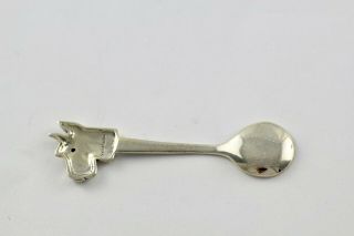 Victorian Style Terrier Dog Head With Ruby Eyes On a Salt Spoon Pendant Silver 3