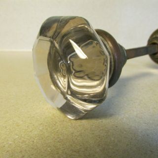 Vintage Octagonal Large Clear Glass Door Knobs With Spindle