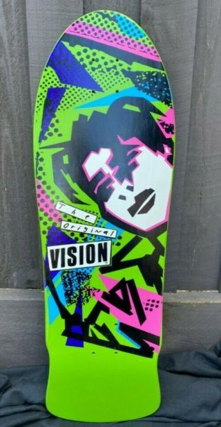 Rare Vintage 1986 Vision Nos Reissue Skateboard Mark Gonzales Limited Lime Green