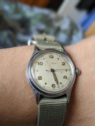 German Ww2 Helvetia Dienstuhr White Rare Military Watch For Repair