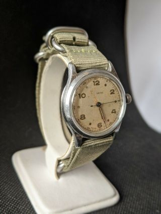 German WW2 Helvetia Dienstuhr White Rare Military Watch For Repair 2