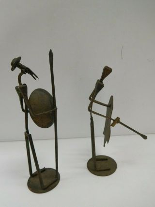 Vintage Mid Century Signed Hand Crafted Metal Nail Medieval Figurines GOT 2
