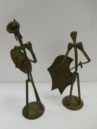 Vintage Mid Century Signed Hand Crafted Metal Nail Medieval Figurines GOT 3