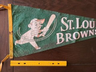 1940s Very Rare Orig St.  Louis Browns Baseball Pennant Full Size 28.  5 Inch Green