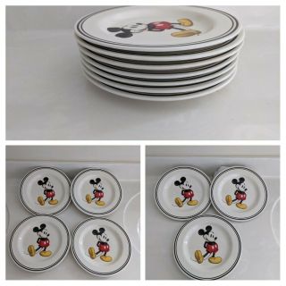 Disney Mickey Mouse Salad Plate Set Of 7 Rare Vintage 9 Inches