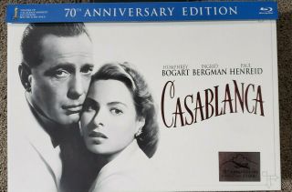Casablanca (blu - Ray/dvd,  2012,  3 - Disc Set,  70th Anniversary Ed. ) Rare,  Like