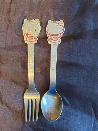 Rare Vintage Hello Kitty Fork And Spoon Set Sanrio 1976