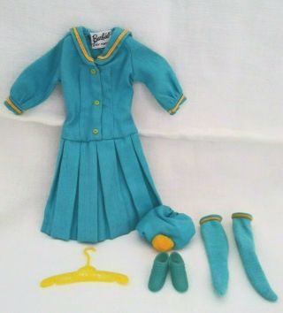 Vintage Mod Barbie 1872 See Worthy Blue Sailor Dress W/ Hat Socks Shoes Hanger