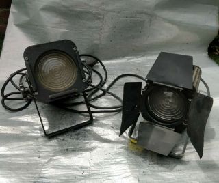 2 X Vintage Cct Stage Lights - Cast Metal - Spares Repairs - More Lamps Listed