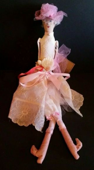 Vintage Handmade Pink Angel Of Hope Doll Unique Ooak One Of A Kind 21 " Wtih Hat