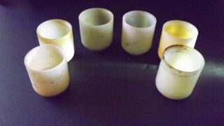 Antique Chinese 6 Cups Made Of Jade Stone Green/white/ Brown Color.