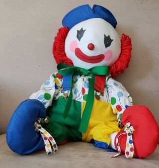 Rare Vintage Ragdoll Clown 24 " With " I Love You " Heart Stamp