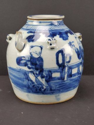 ANTIQUE CHINESE EXPORT PORCELAIN BLUE & WHITE TEAPOT,  SEAL MARK,  19TH C. 2