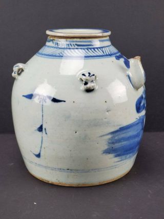 ANTIQUE CHINESE EXPORT PORCELAIN BLUE & WHITE TEAPOT,  SEAL MARK,  19TH C. 3