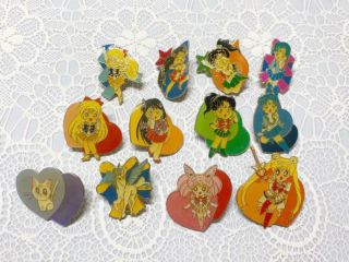1990s Japanese Antique Bandai Sailor Moon Pin Badge Set Of 12 Very Rare No.  2 Set