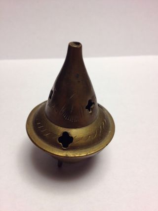 Vintage Rare Mini Brass Incense Burner Holder 2 3/4 " X 1 13/16 "