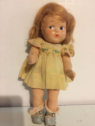 Toddles Vintage Vogue Ginny Doll With Tag Dress & Shoes 7.  5”