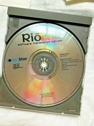 Rio One Software Installation Cd Rom Real Jukebox Mp3 Sonic Blue Rare Windows