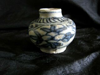 Authentic Ming Dynasty Chinese Blue & White Porcelain / Pottery Mini Bottle Vase