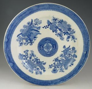 Antique Pottery Pearlware Blue Transfer Spode Fizhugh Pattern Plate 1795