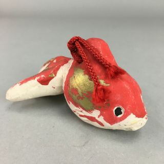 Japanese Clay Bell Vtg Dorei Ceramic Doll Goldfish Red Fish Dr275