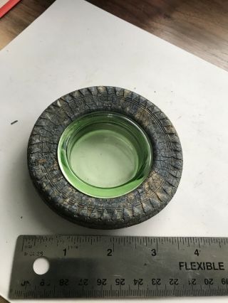 Seiberling Vintage Tire Ashtray W/glass Insert Rare Unusual Small Size