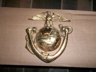Vintage,  Heavy,  Quality,  Solid Brass,  Us Marine Corps Logo Door Knocker.