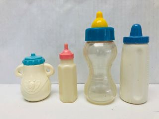 Vintage Baby Doll Toy Bottles Pretend Play,  Replacment Toys Set Of 4 Bottles