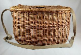 Fish Creel Fly Fishing Wicker Basket With Strap