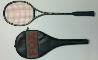 Vintage Fox Squash Plus Racket - " Made With Kevlar " & Graphite,  Cover - Rare