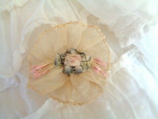 1 7/8 " Handmade Victorian Silk Chiffon Flower With French Pink Rosette