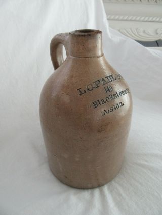 Antique RARE 1/2 Gal Stoneware Salt Glaze JUG COBALT BOSTON FOLK ART PRIMITIVE 3