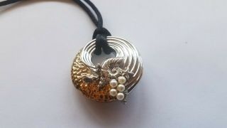Rare Vtg Lenox Sterling Silver Pearl Seashell Stars Reversible Pendant Necklace