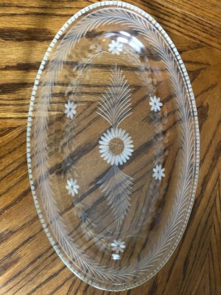 Etched Pyrex Vegetable Platter (one Of A Kind Very Rare)
