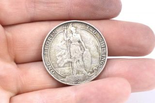 A Rare Antique Edward Vii C1902 Solid Silver One Florin Two Shilling Coin