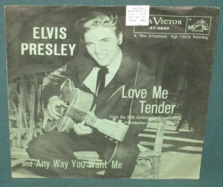 Elvis Presley Rca 47 - 6643 Love Me Tender 45 W/ Rare Green Sleeve 1956