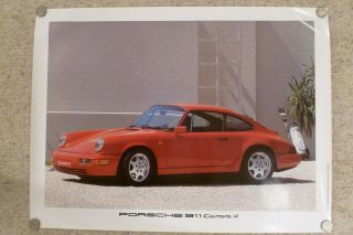 1990 Porsche 911 Carrera 4 Coupe Showroom Advertising Poster Rare Awesome L@@k