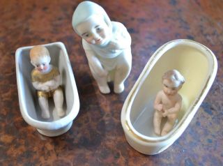 Three Porcelin Bathroom Babies - - Antique