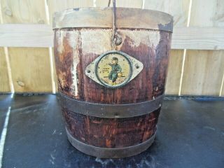 Antique 1910 Rare National Lead Co.  Wooden Paint Bucket Dutch Boy Sign