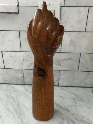 Jacarte Jac Arte Brazil Jacaranda Wood Carved Fist Mid Century Modern Blm Hand