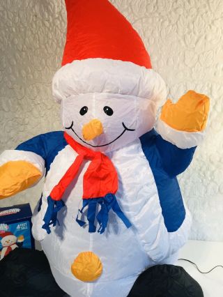 2004 Gemmy Airblown Rare 4 Foot Tall Snowman Inflatable Christmas Decor 3