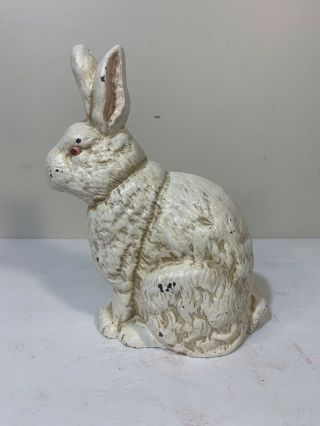 Antique Cast Iron White Painted Bunny Rabbit Door Stop